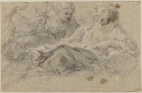 C 042
<br/>
Twee muzen, op wolken gezeten
<br/>
<em>Lanfranco, Giovanni (1582-1647)</em>